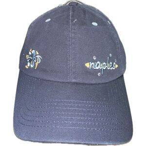 Naples Florida Flower‎ Beach Blue Hat Cap Strap Back One Size Fits Most NWT